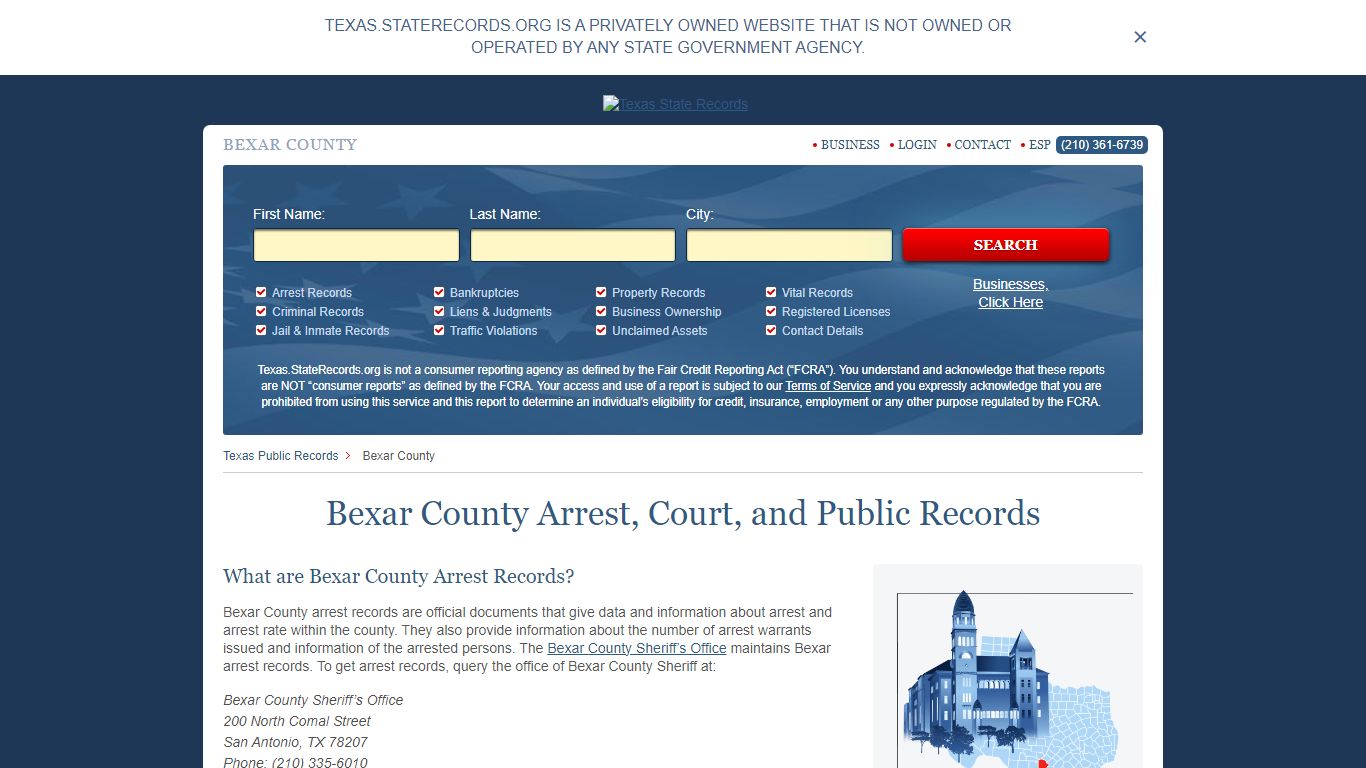 Bexar County Arrest, Court, and Public Records
